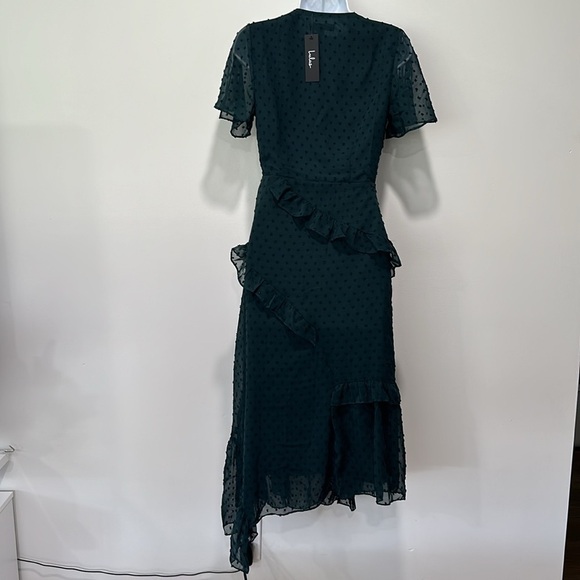 Lulus green dot ruffled midi dress - Picture 5 of 6